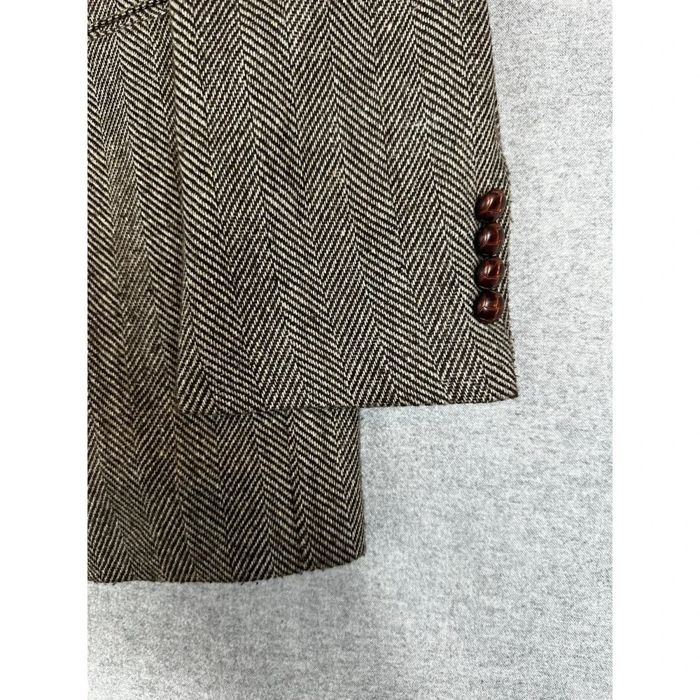 Vintage‎ Joe Namath Blazer Mens 42R Brown Herringbone Tweed Sport Coat 90s